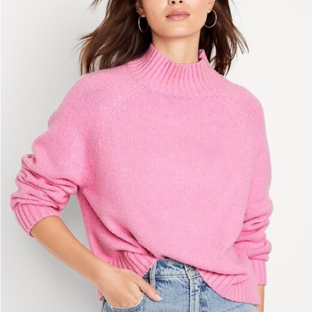 Pink Mock-Neck Sweater